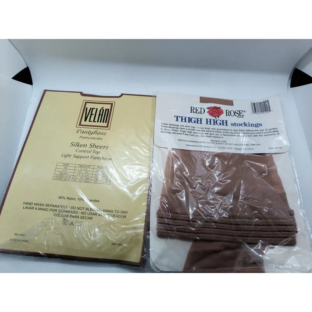 Vintage Pantyhose Stockings Lot Hanes Too Red Rose Velon NOS Sheer Pantyhose 5